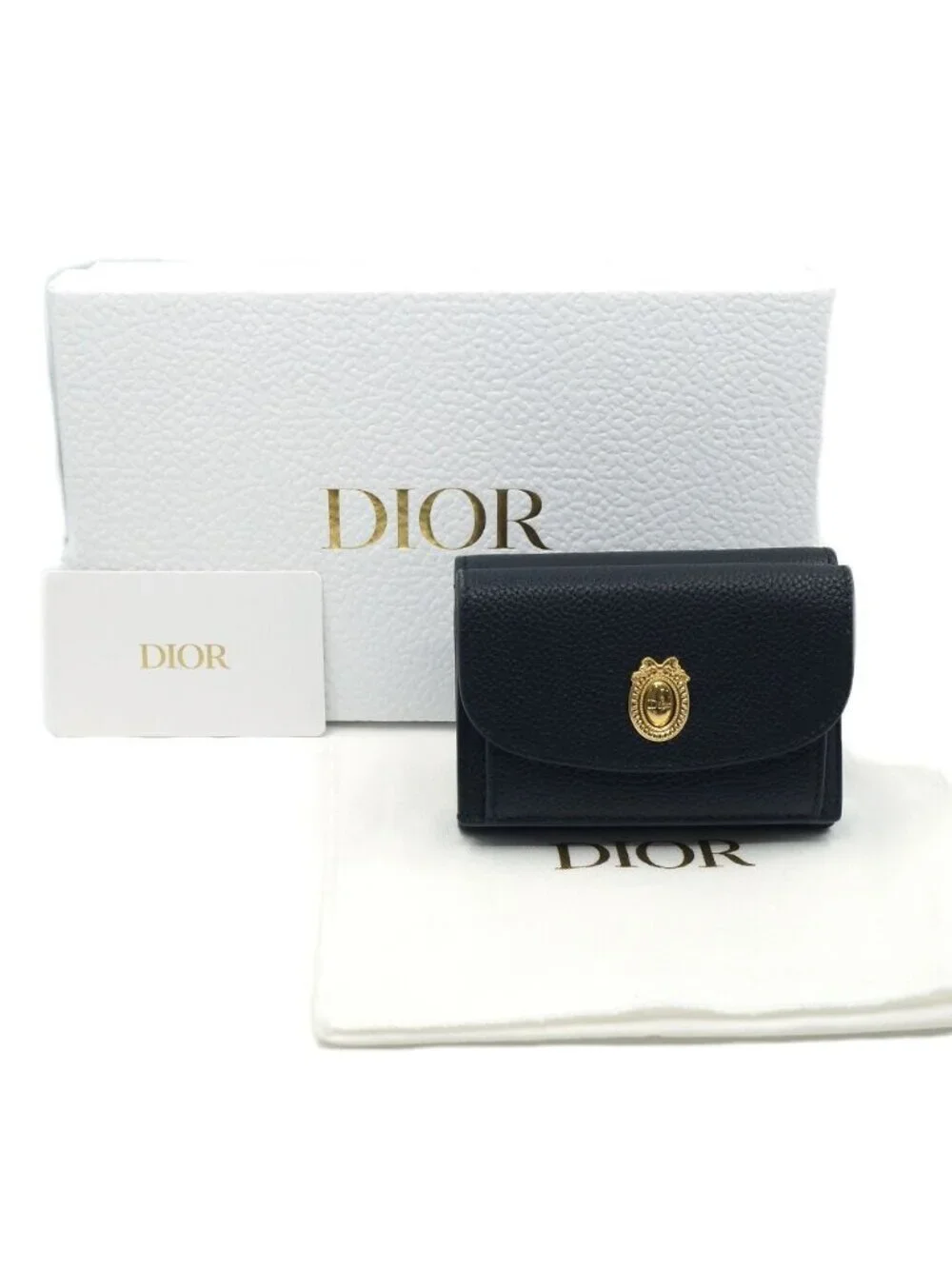 Dior Medaillon Tulip Leather Black Gold Wallet